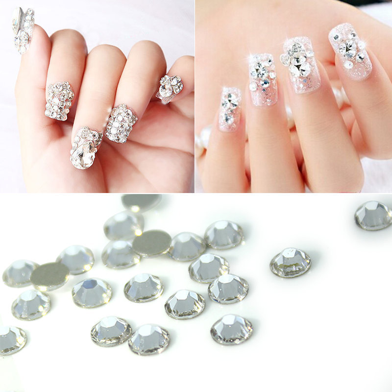 1440pcs Clear Glitter Nail Art Rhinestones Flatback Crystal Gem Nails Decoration