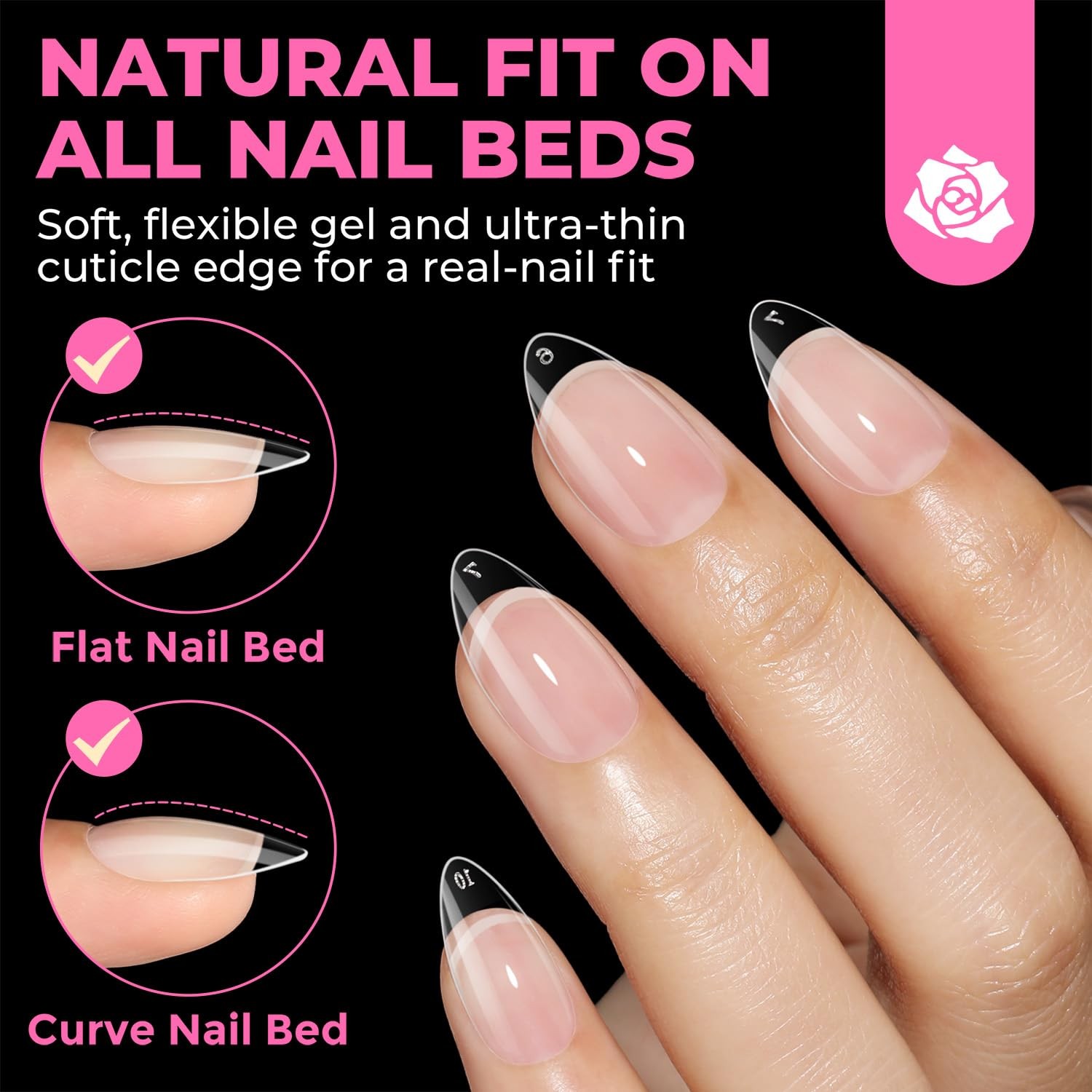 UNA GELLA Short Almond Nail Tips: 504PCS (Pack of 504), Clear