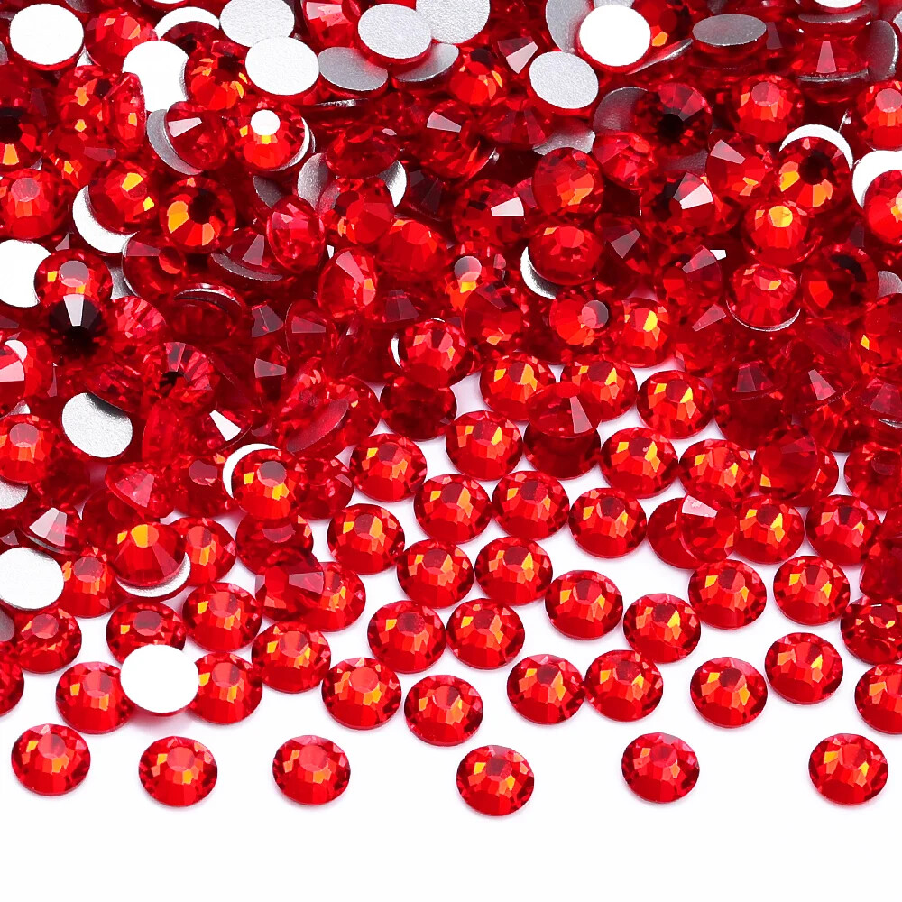 Siam Glass Flatback Rhinestone Glitter Red Glue On Crystal Diamond for Nail Art