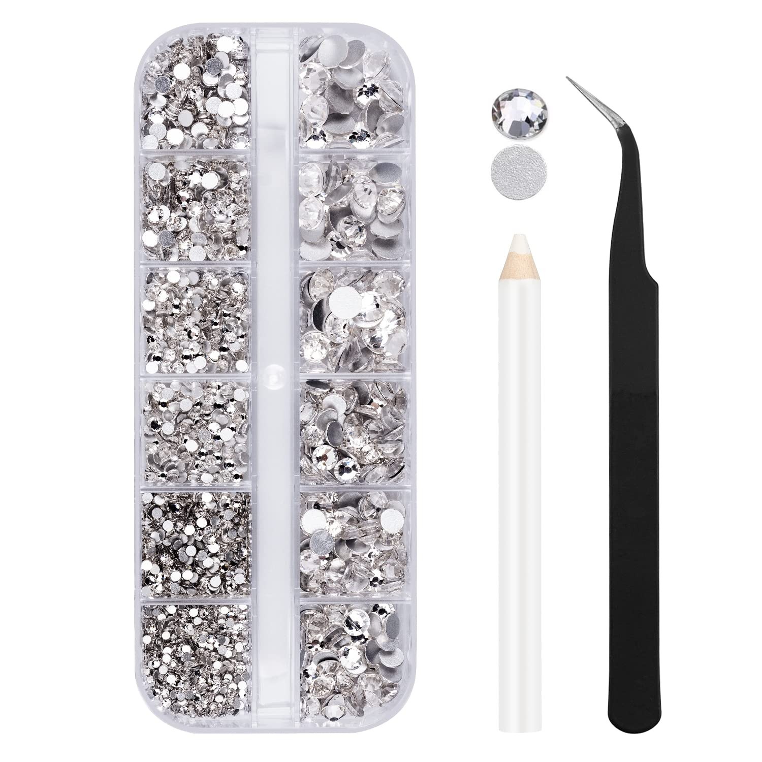 2000PCS Clear Rhinestones Set with Tweezers for Ultimate Nail Art & Crafts