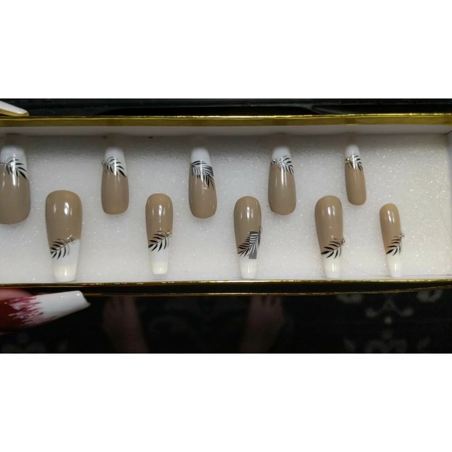 French Tip palm tree press on nails xs/s/m/l custom sizes available. Msg w/size