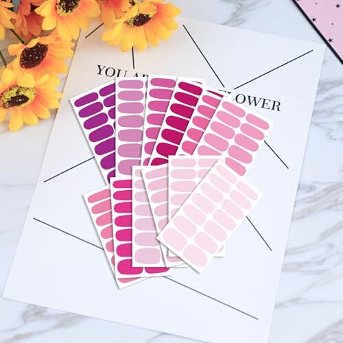 12 Sheets Pink Series Nail Stickers Full Nail Wraps for Women Girls Solid