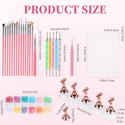25PCS Nail Art Tools Set, Includes Nail Art Brushes, Nail Stand, Dotting