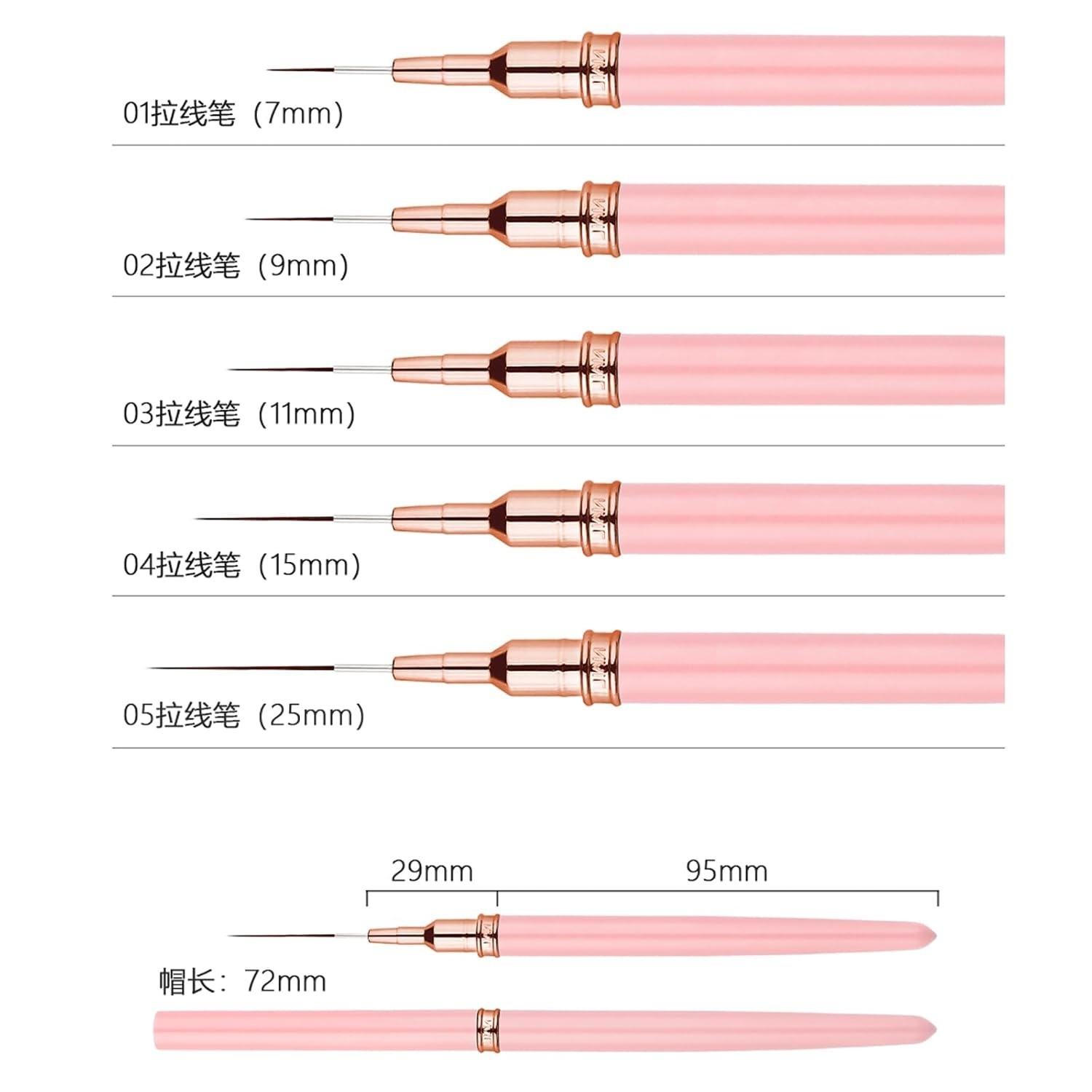 Metallic Liner Nail Art Brushes Set, Nail Art Pens, 5PCS White Color Nail Too…