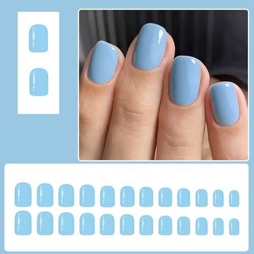 Set of 10 Square Blueberry Milk Square Nails – 24Pcs – Square Design