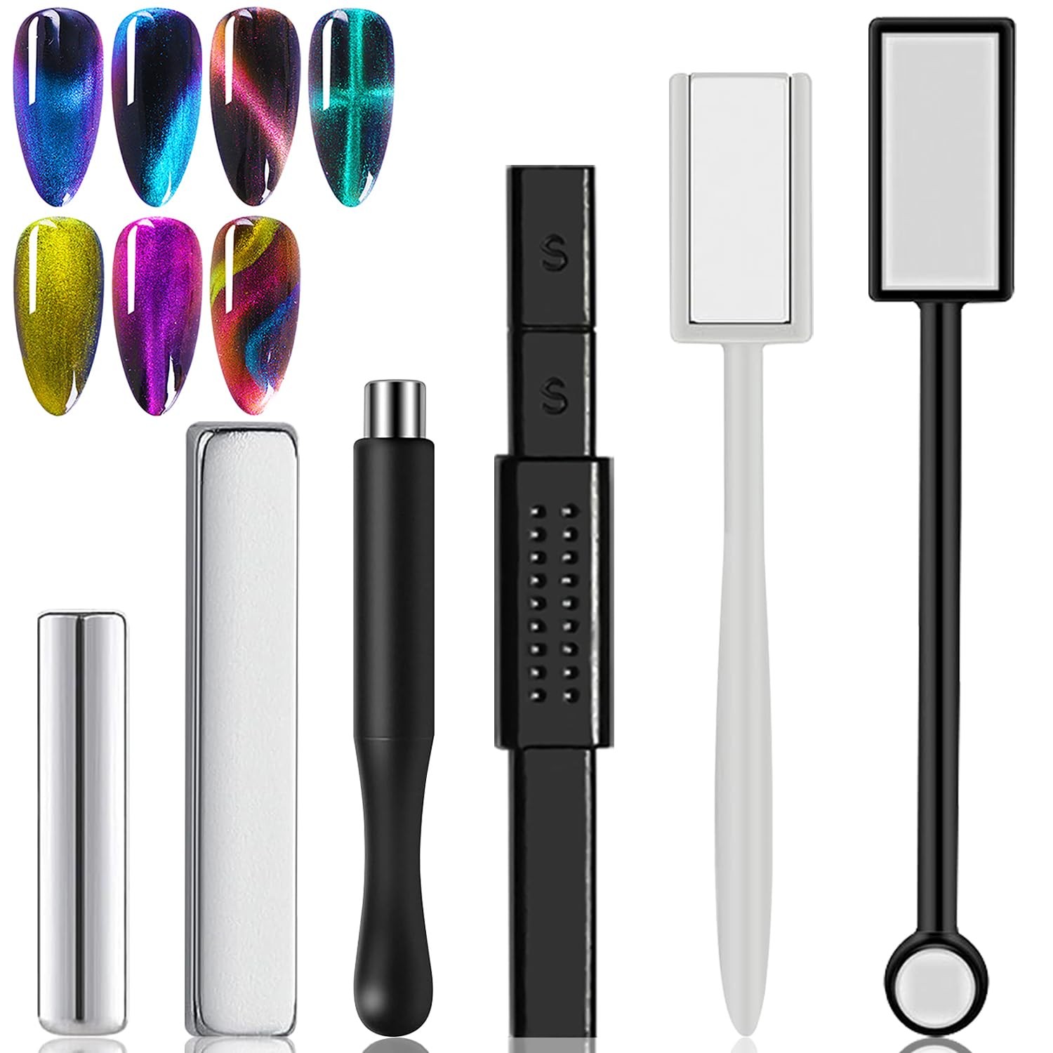 6 Pieces Cat Eye Magnet for Nails Double-Head Nail Magnetic Stick Multi-Funct…