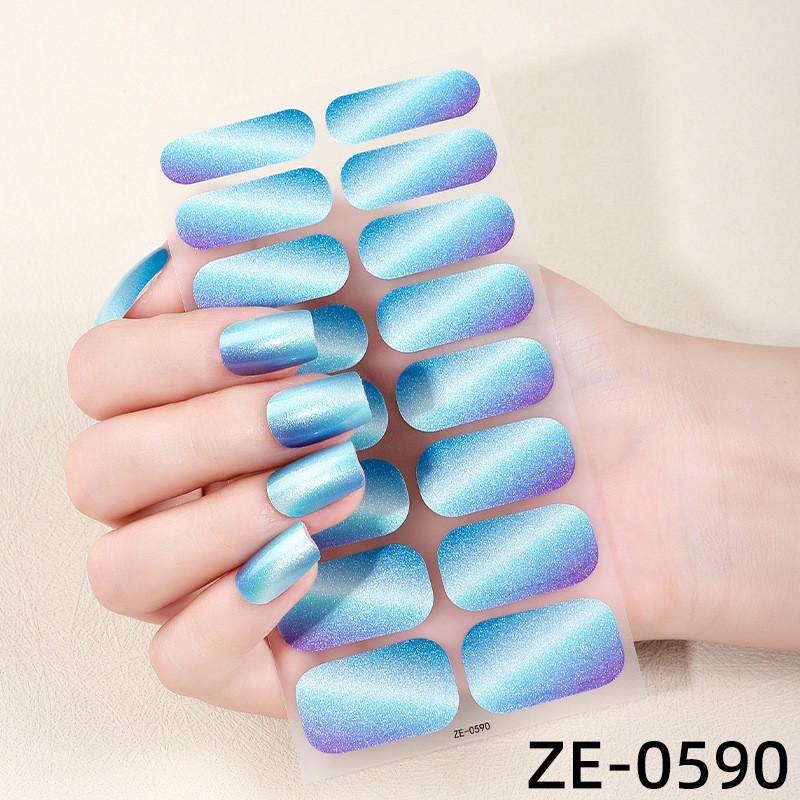 10Pcs Cat Eye Gel Nail Wraps Glitter Flake Full Cover Nail Stickers Western