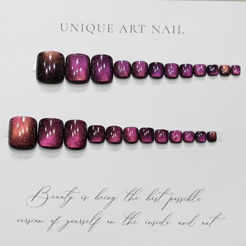Press on Toenails Glitter Fake Toe Nails Purple False Toenails Glossy Style-1