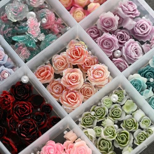 Flower Nail Art Charms – 3D Rose Flower Nail Rhinestones Floral Nail Style-9