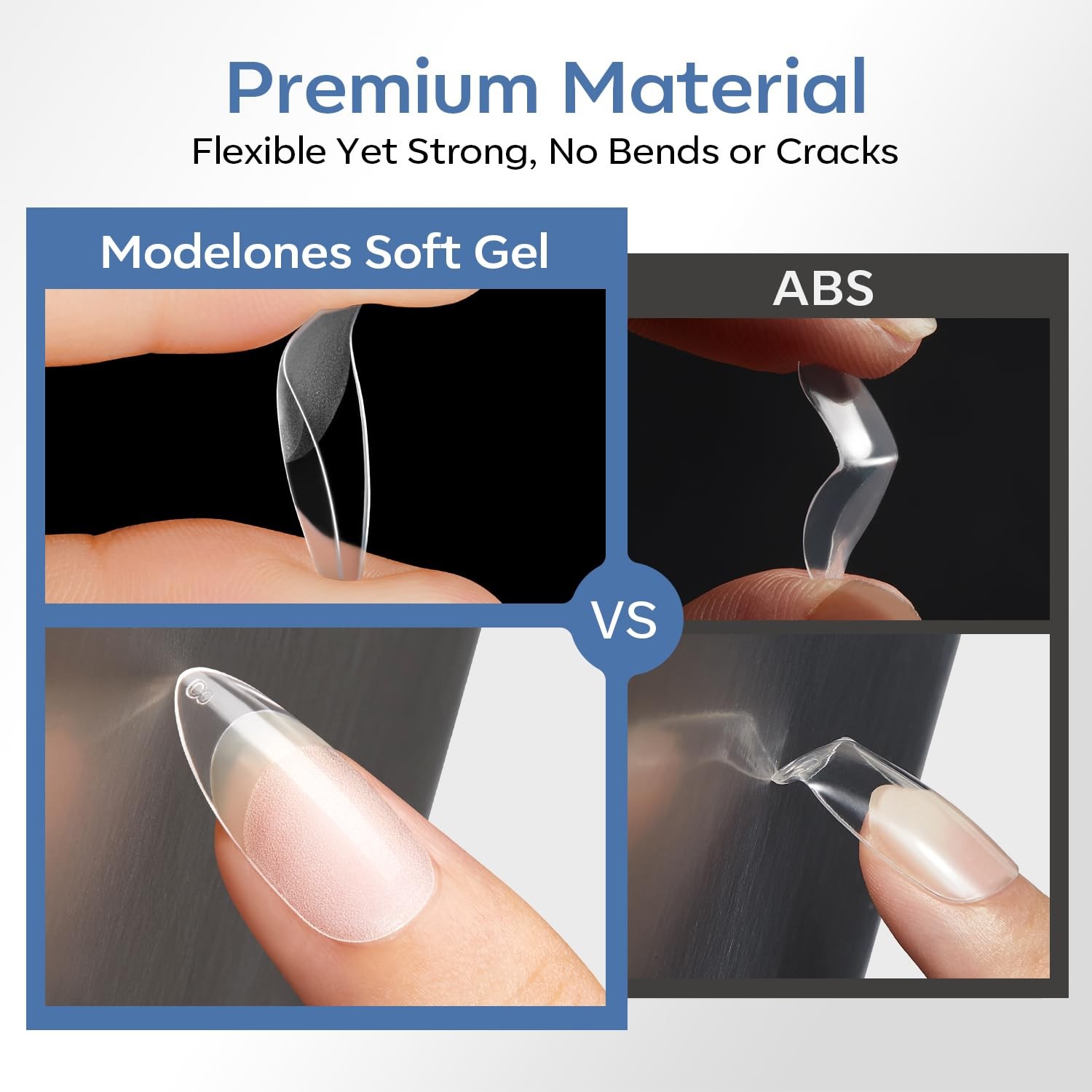 modelones Short Almond Nail Tips, 360pcs Pre-etched Clear 15 sizes,