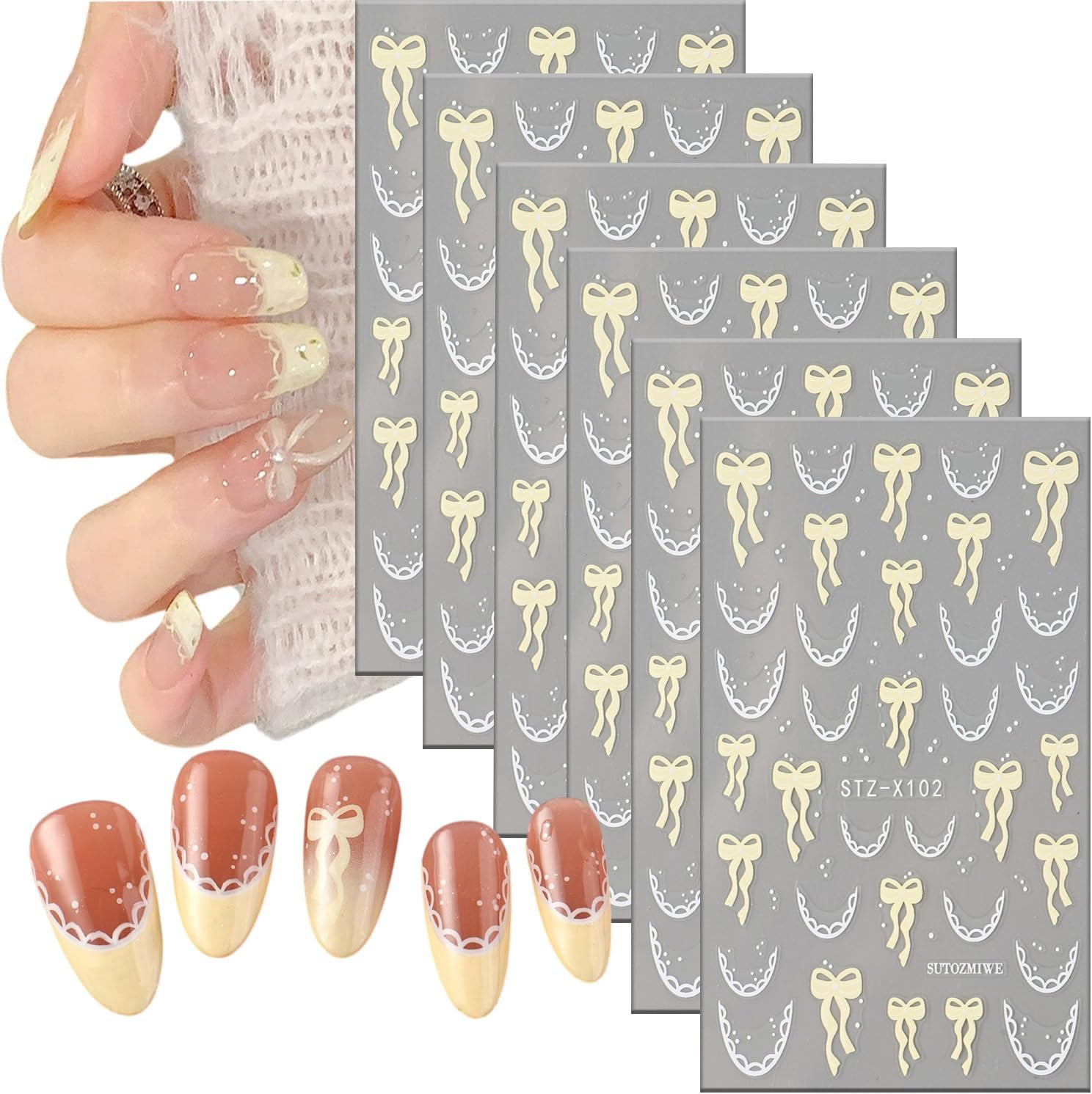 5D Embossed Gold Line Flower Nail Stickers – 2 Sheets Self-Adhesive Pink Floral