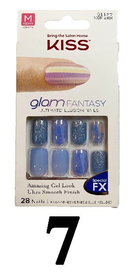 Kiss Gel Fantasy Glam Nails Matte/Glitter/Gold Small/Medium/Long 28 Nails #60666