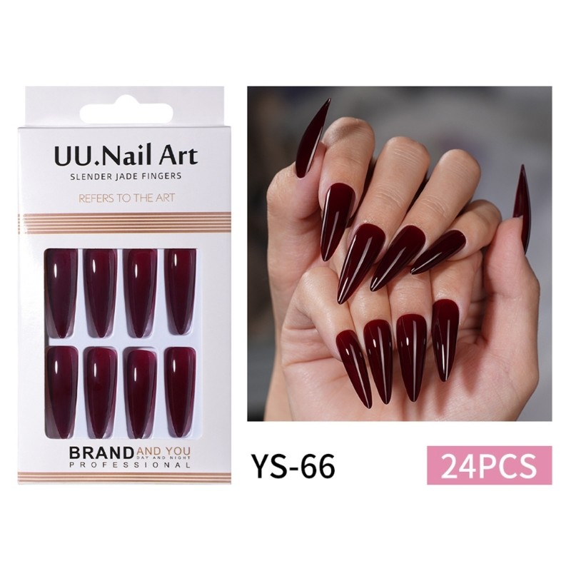 Long Almond Shaped Fake Nail Natural Look Reusable Artificial Nail Easy to Wear