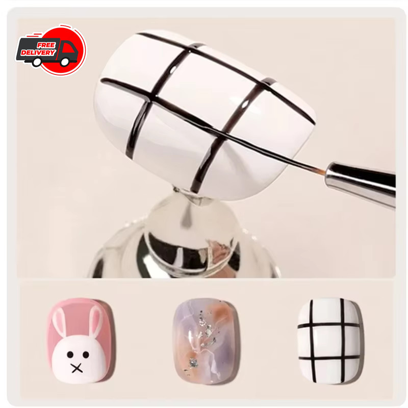 3Pcs Acrylic French Stripe Nail Art Liner Brush 3D Tips DIY UV Gel Painting Pen