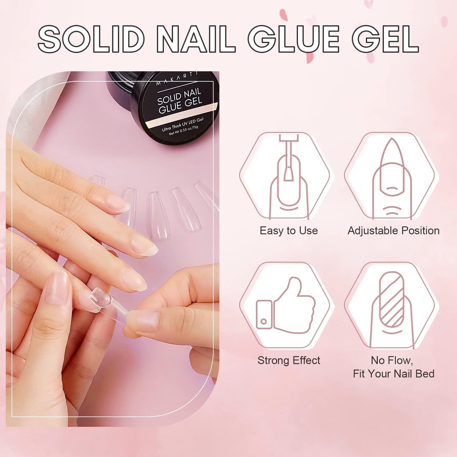 Professional 15ml Solid Gel Nail Glue – Rubber-Like Texture, Easy Application