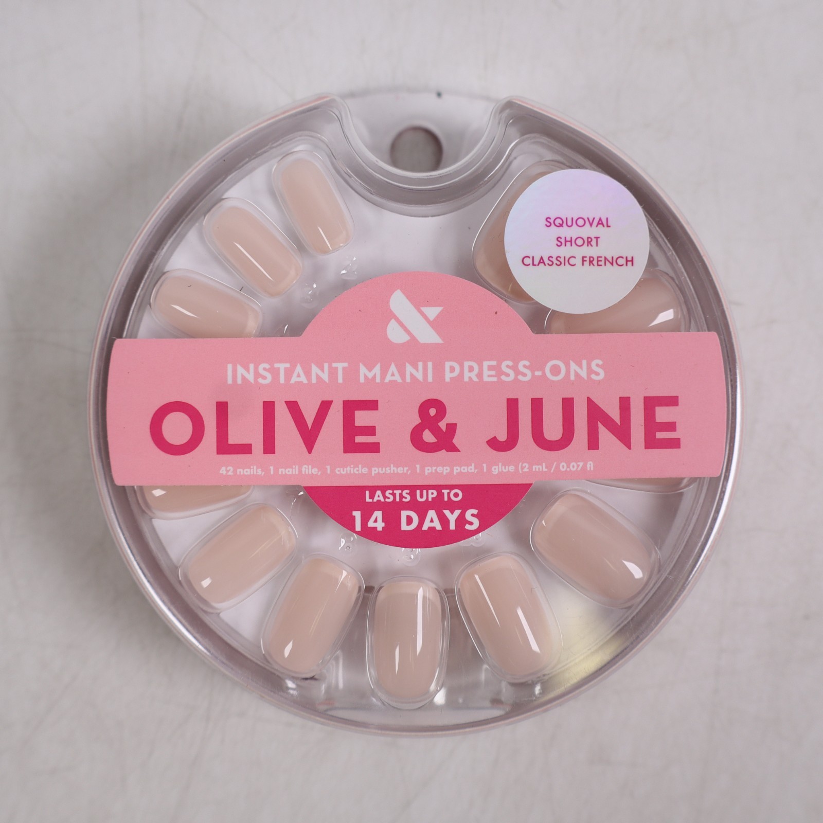 2 PACK Olive & June Press-On Fake Nails – Short Squoval Classic French – 42ct
