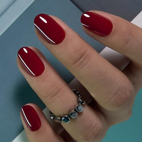 Oval Press On Nails – 30PCS Classic Red Full Cover Medium Classic Red Nails