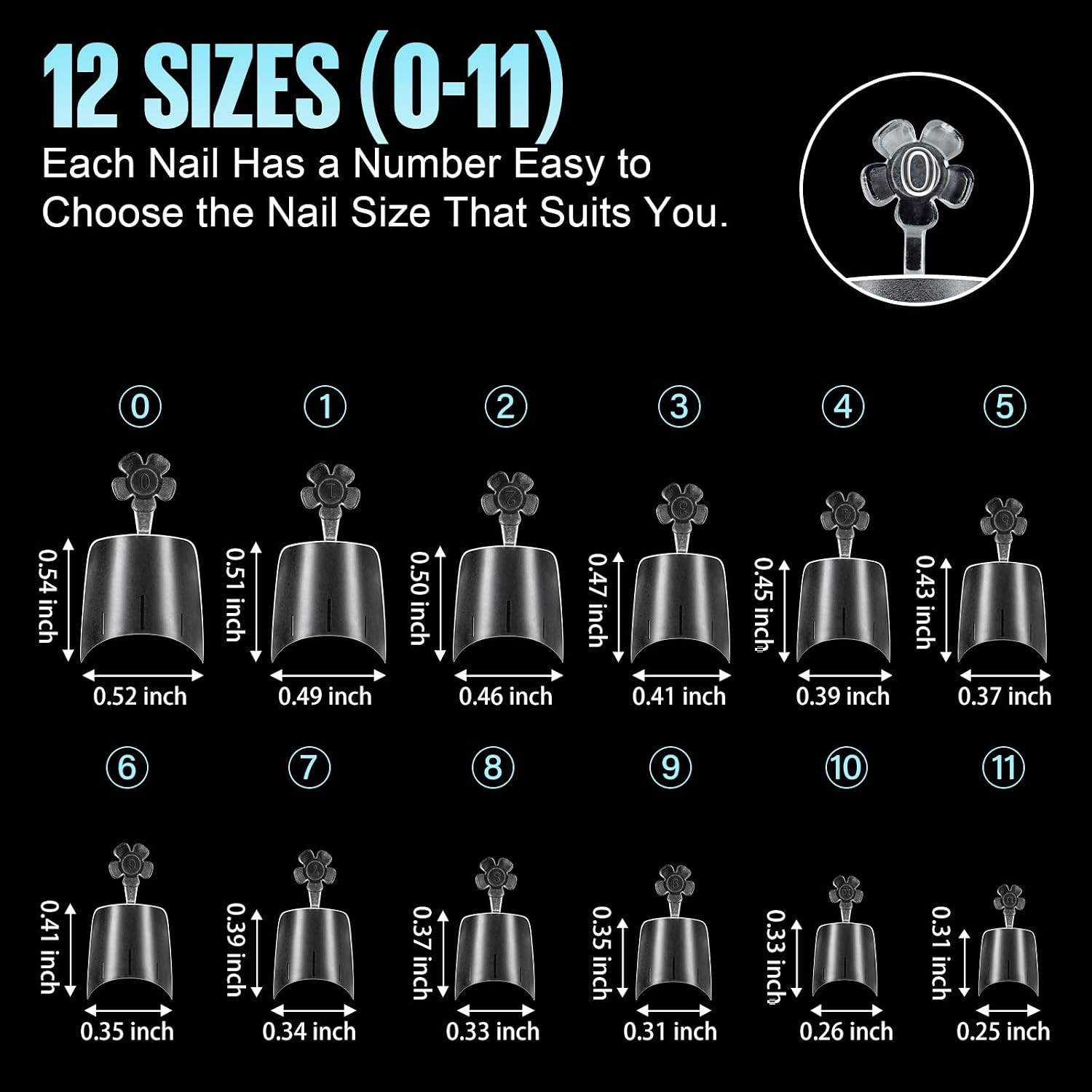 Short Squoval Nail Tips, 510Pcs Acrylic Nails Tips Full Matte, 12 Sizes No C Cur