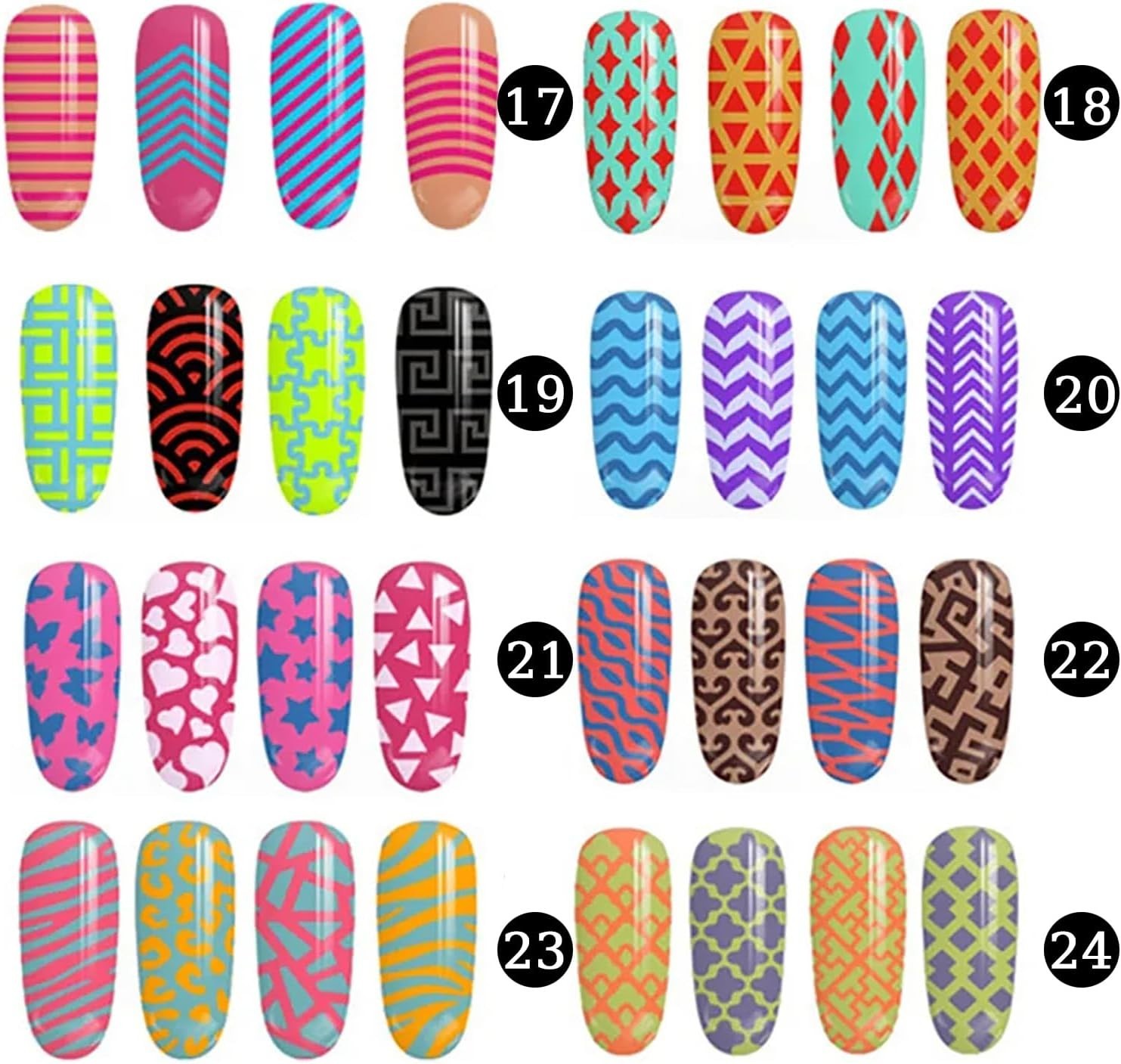 288 Designs Nail Art Stencils & Stickers Set – 24 Sheets for DIY Manicure