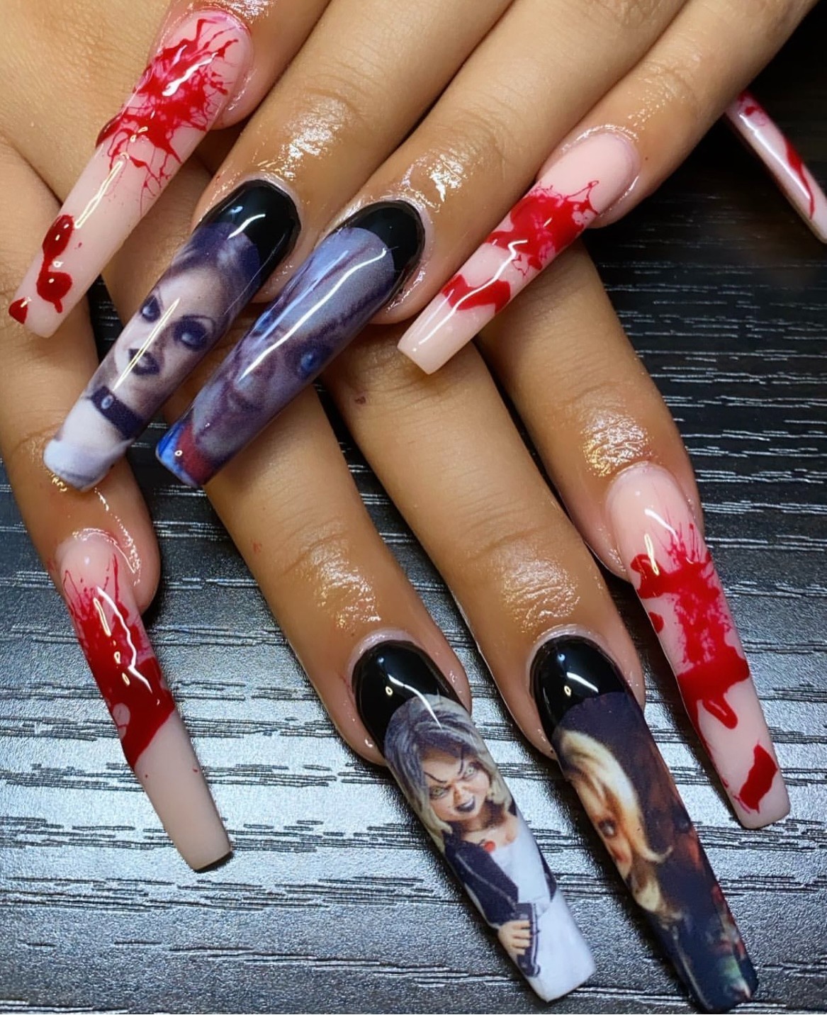 Bride Of Chucky Scary movie Halloween Nail Art decals Waterslide Nail Stickers
