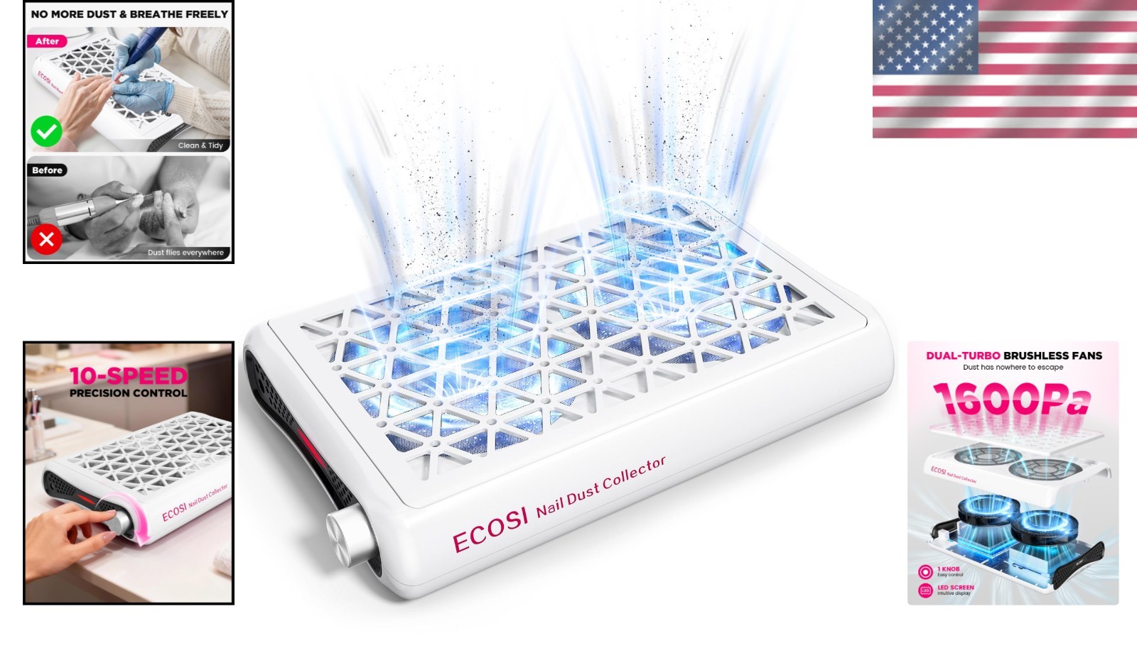 Powerful 8000RPM Nail Dust Extractor with 30 Filter Papers