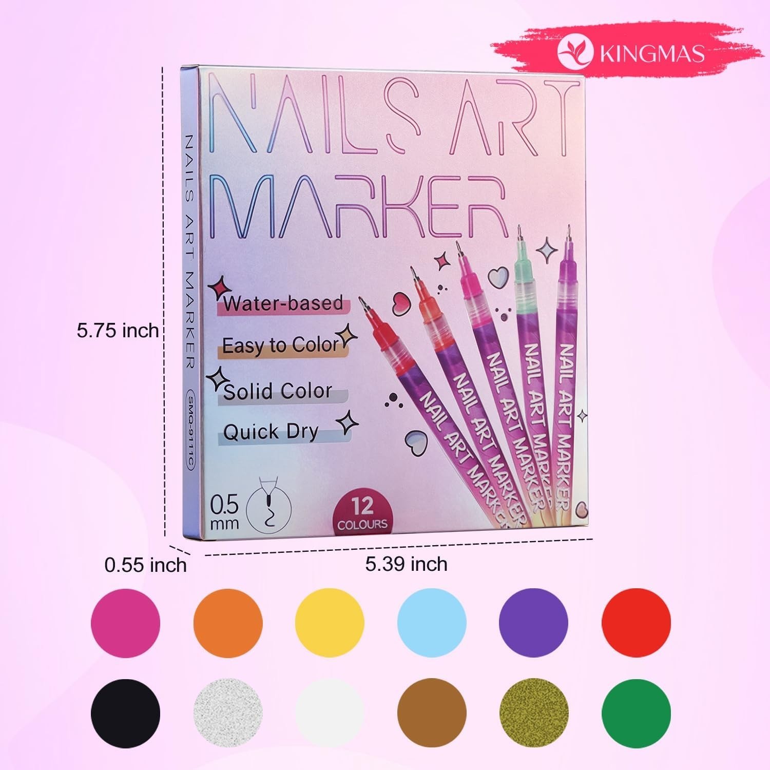12 Color Nail Art Pens, 0.5mm Nail Polish Marker Set, Drawing Painting Point …
