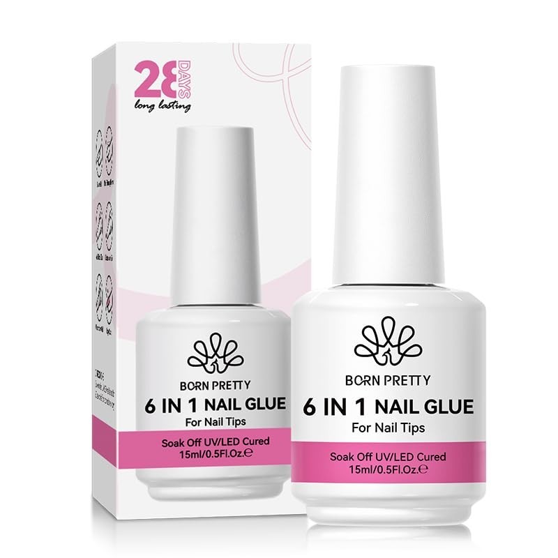 Born Pretty Nail Glue for Tips, 6 in 1 Gel 6 1 Tips