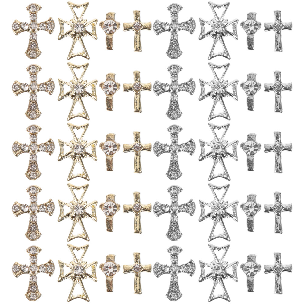 80Pcs Gothic Nail Charms Art Supplies for Acrylic Nails Halloween Cross Simple