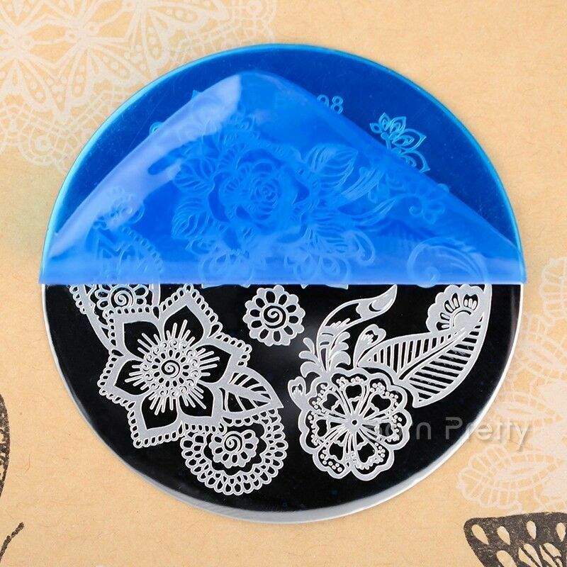 Nail Art Stamp Template Arabesque Flower Design Image Stamper Scraper Kit BP 98