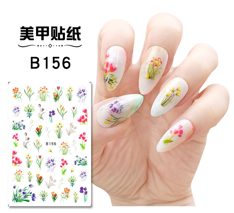 3D Nail Sticker Tulip Flower Nail Art Decals Floral Design Decorations 6Pcs NS41