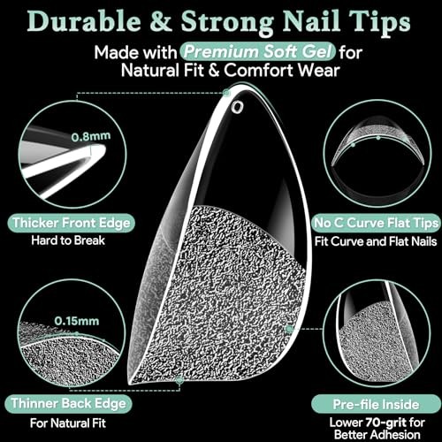 Extra Short Almond Nail Tips – 216pcs Soft Gel A-Extra Short Nail Kit