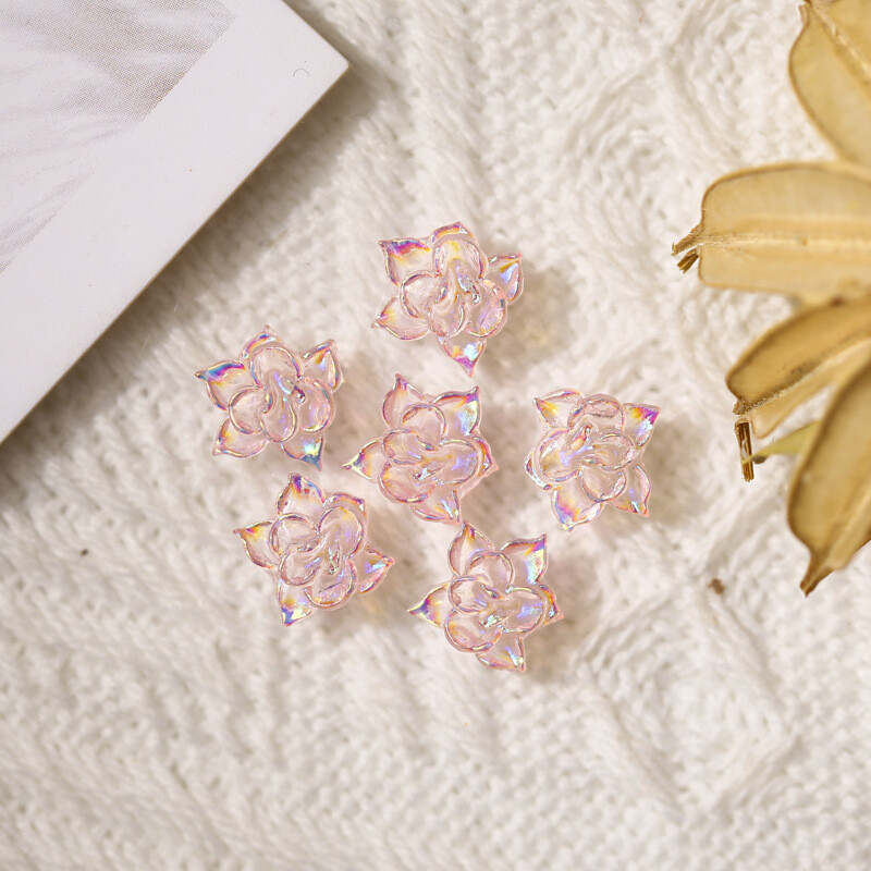 10pc 3D New AB Aurora Flower Nail Art Decorations Resin Lotus Design Accessories