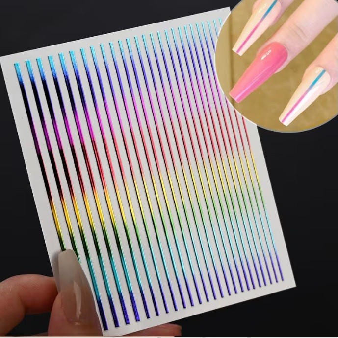 3D Stripe Line Nail Art Stickers: DIY Adhesive Decals