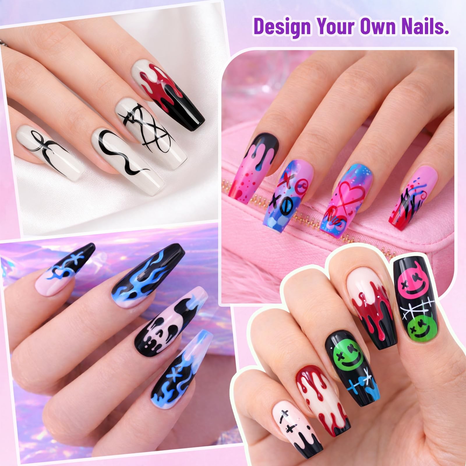 12 Colors Nail Art Pens Set, 0.5mm Fine Tip Nail Polish Pens, Waterproof & Qu…