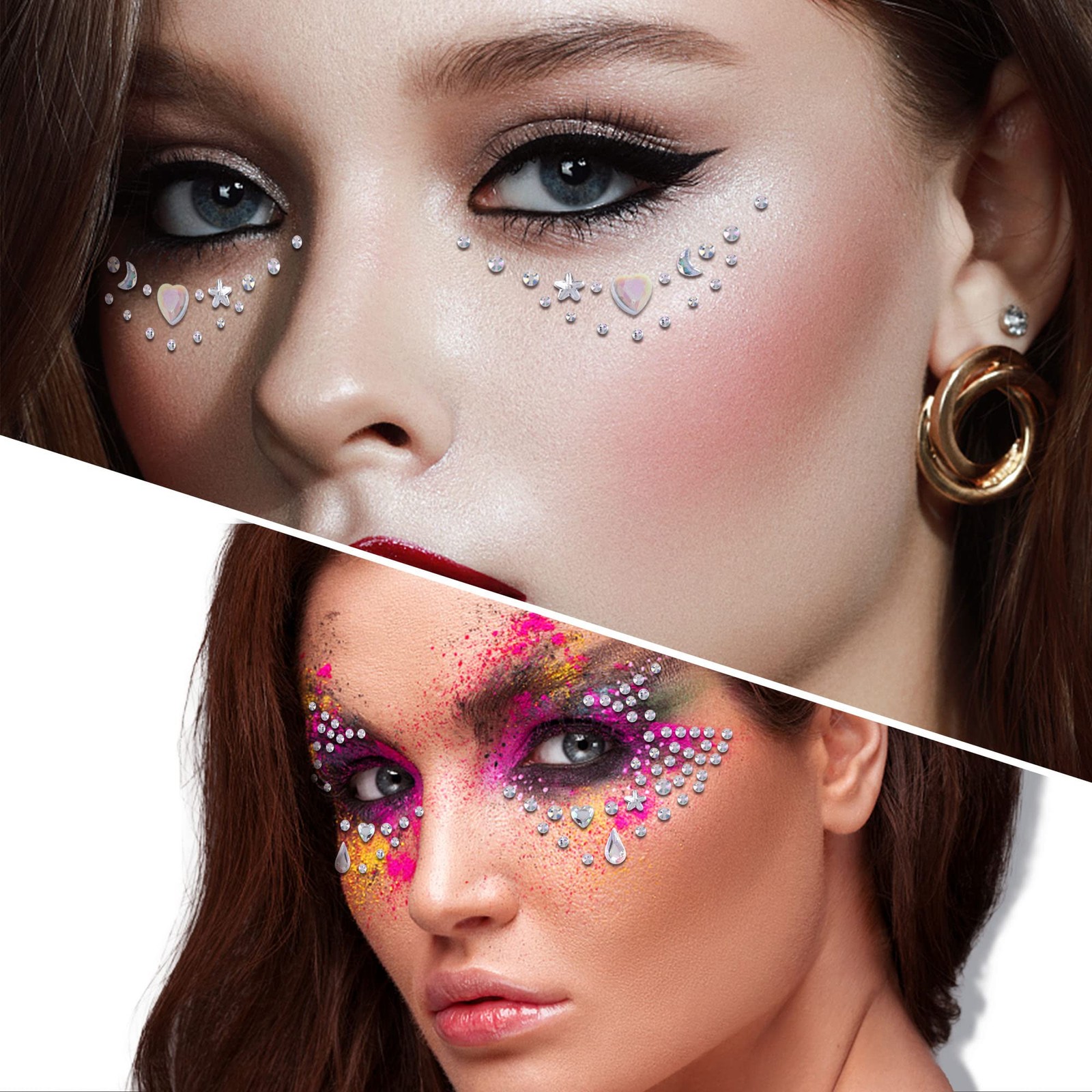 SAOROPEB 5 Sheets Face Gems Face Jewels Stickers, Self Adhesive Eye Body Face…