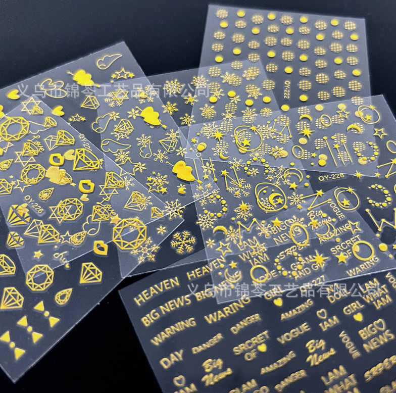 30 Sheets Nail Art Golden Sticker Decal Line Letters Lace Slider Manicure G1