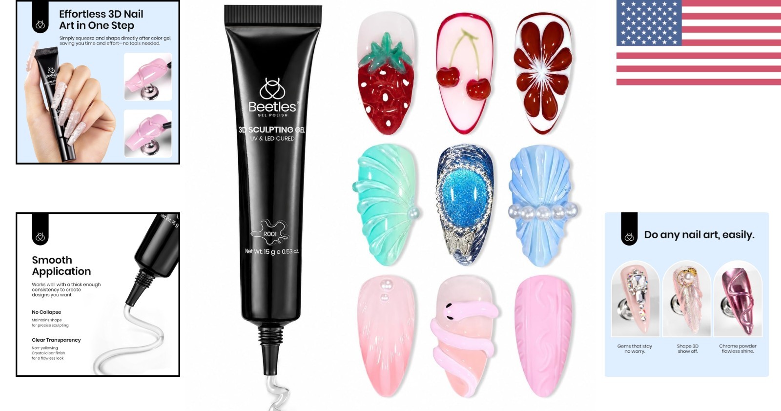 Easy-to-Use 15ml 3D Nail Sculpting Gel & Rhinestone Adhesive – DIY Salon at Home