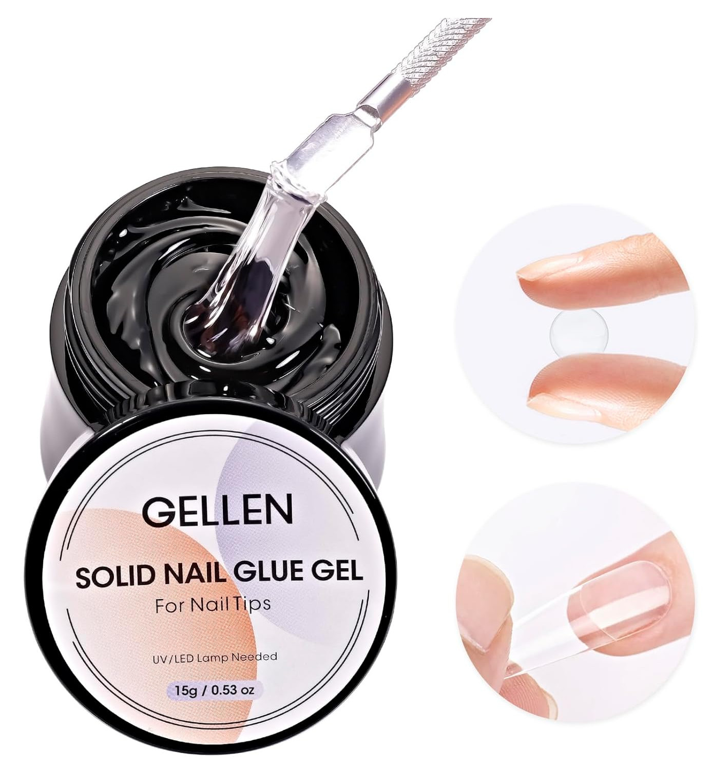 Solid Nail Glue Gel for False Nail Tips, Huge Capacity 15g Press on Nail Glue…