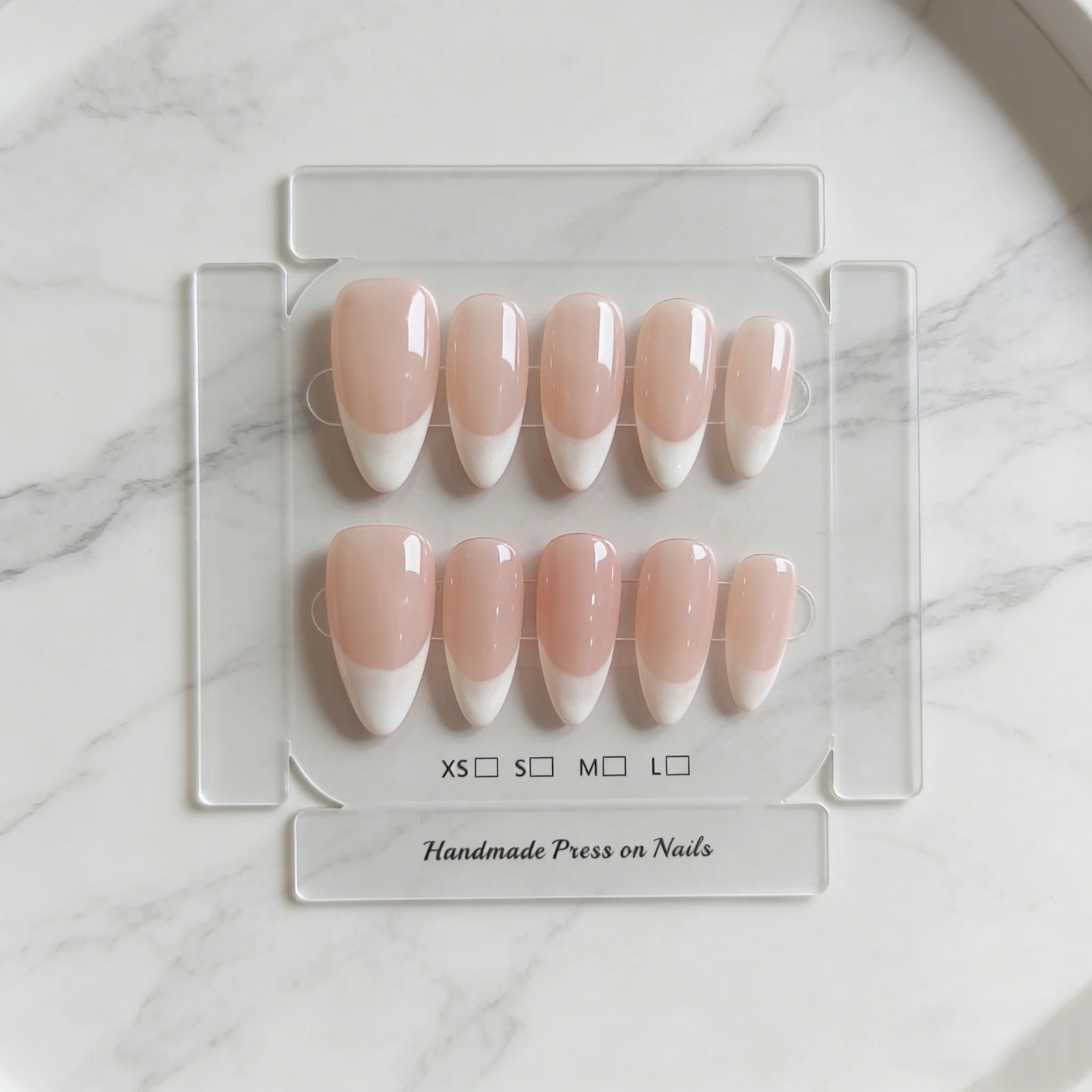 10pcs Handmade Pink Cat Eye Press on Nails Short Almond Nude Fake Nails Nail Art