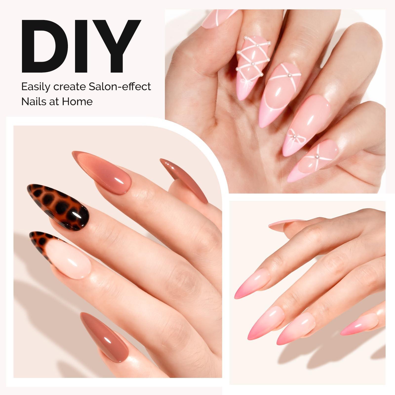 Medium Almond Stiletto X Nail Tips – 600Pcs 15 Sizes Clear Acrylic, Half Matte