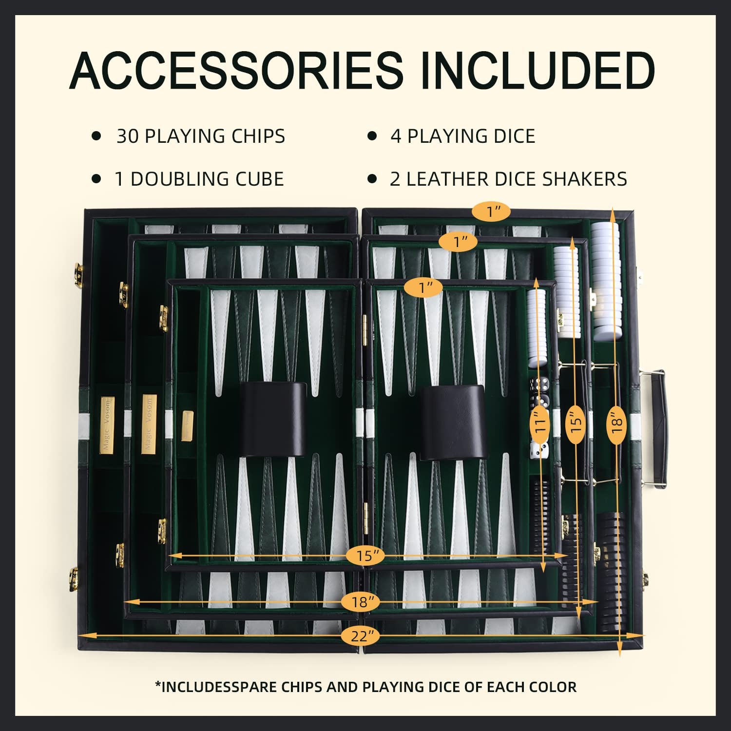 Magic Vosom Travel Medium 15 Inch Backgammon Black Sets Classic Medium,