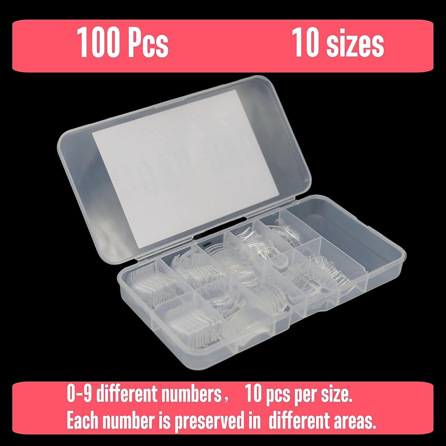 NOVO OVO 0.01 Fl Oz (Pack of 100), Long Square Claw Transparent in Small Box