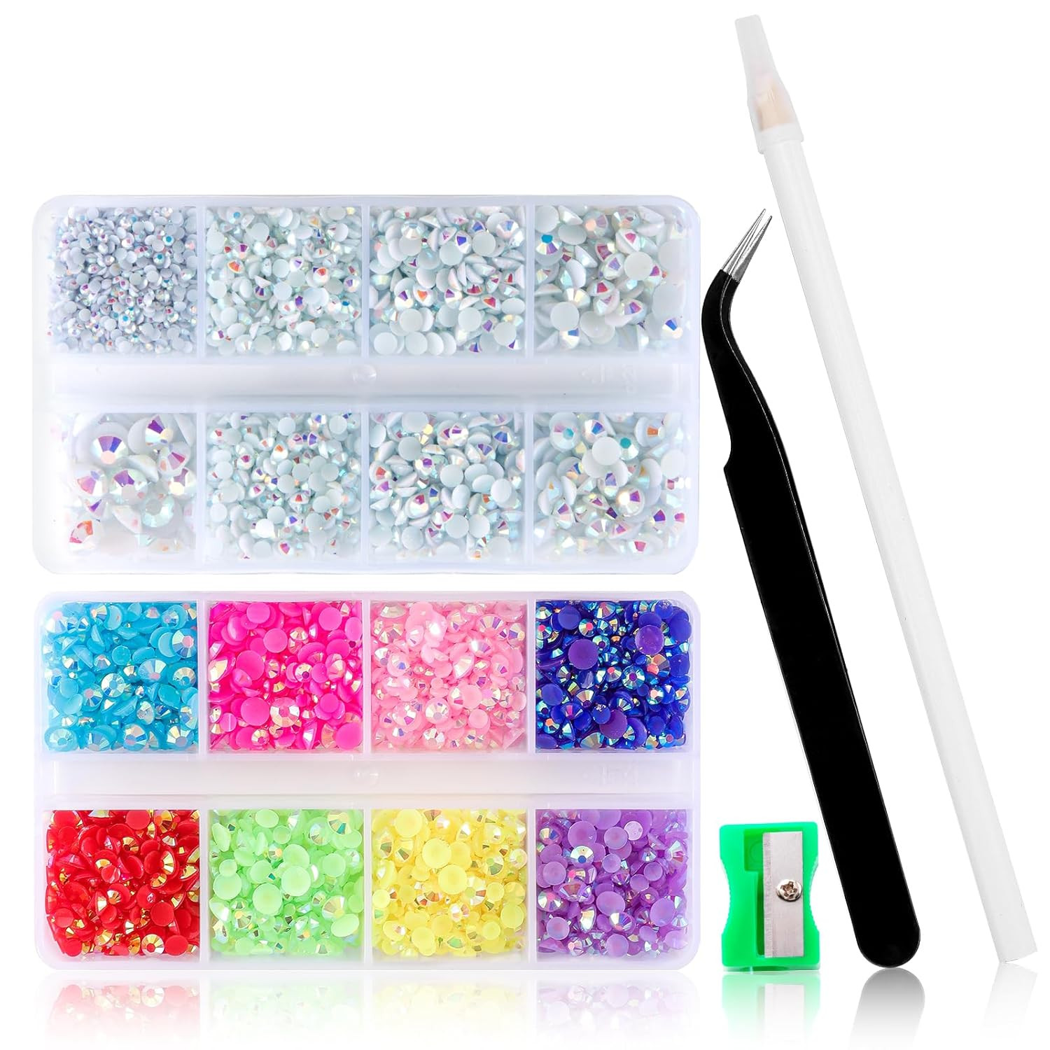 10400 PCS White Rhinestones, Jelly Resin Crystals for Nails & Crafts with 15 Cm