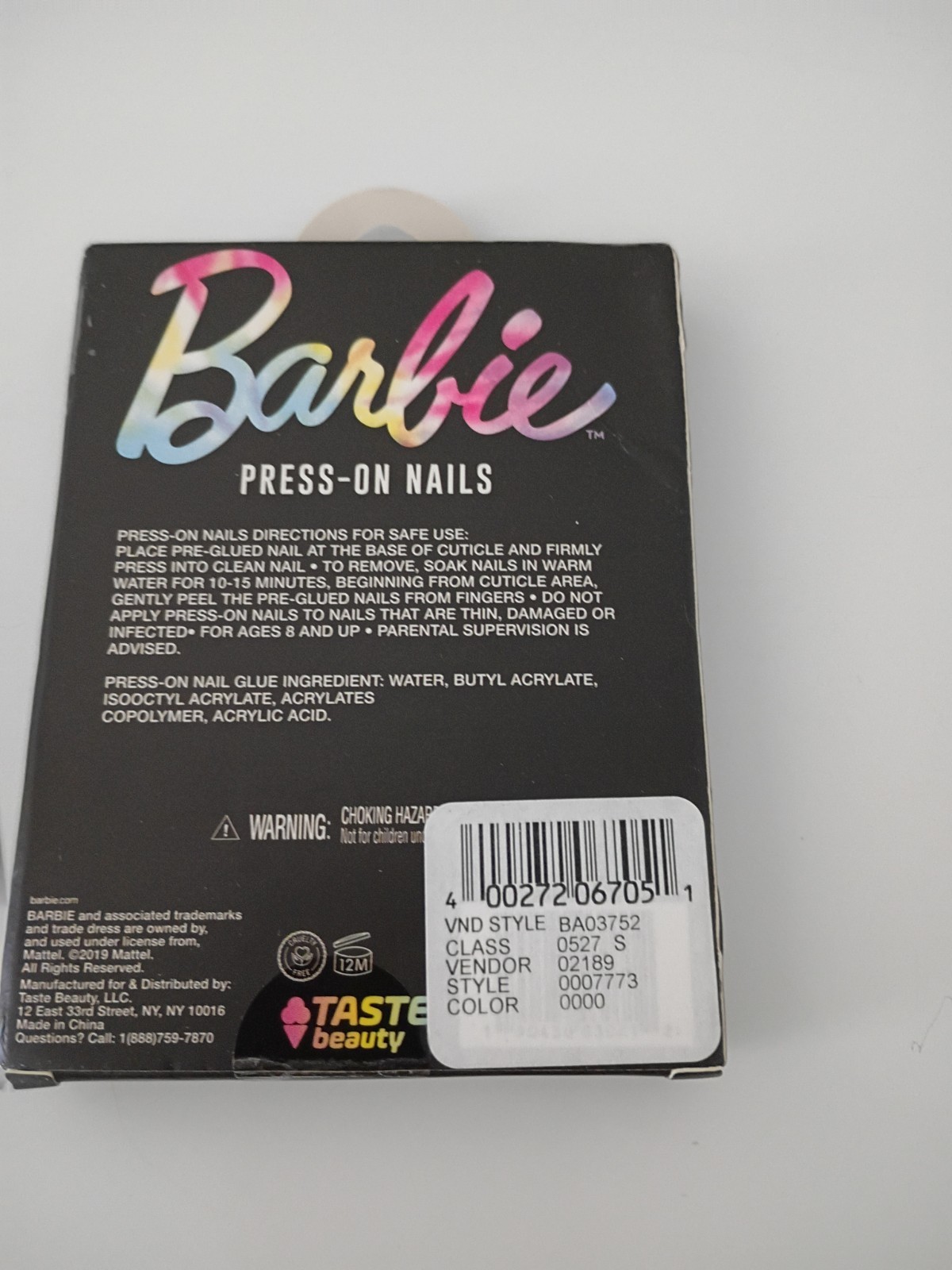 Barbie Press-On Nails – Pink, Blue, Silver Tie-Dye Set