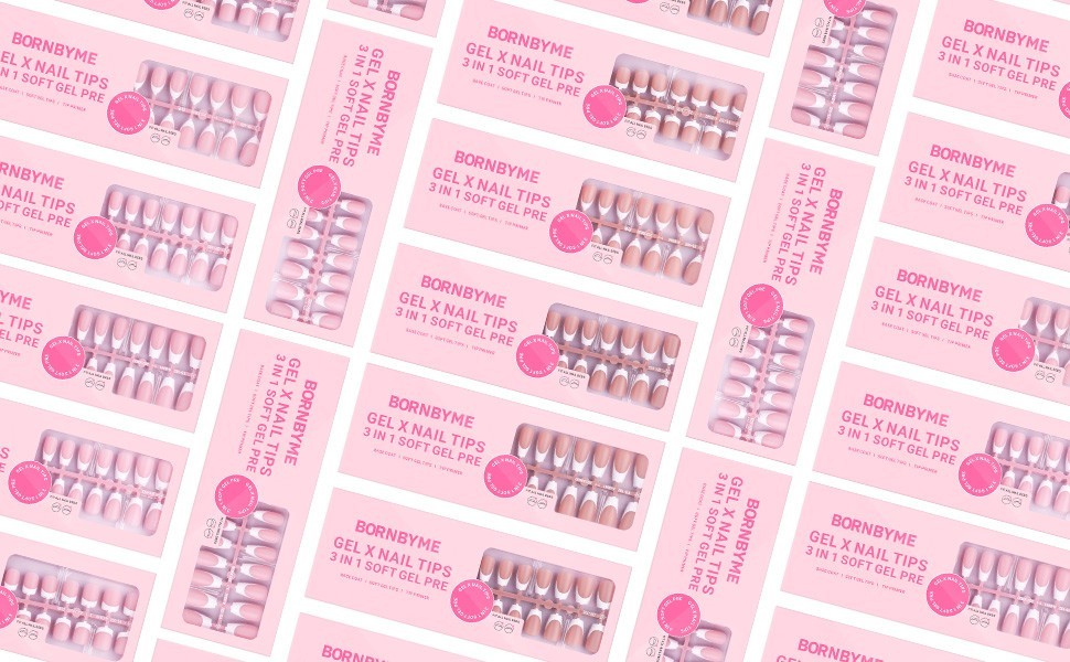 BORNBYME Short Square Gel Nail Tips – 120 PCS Brown Matte French Tip Press On Na
