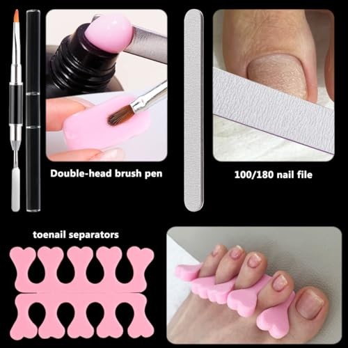 300PCS Toenail Extension Dual Form for Poly Gel, Full Cover Square French