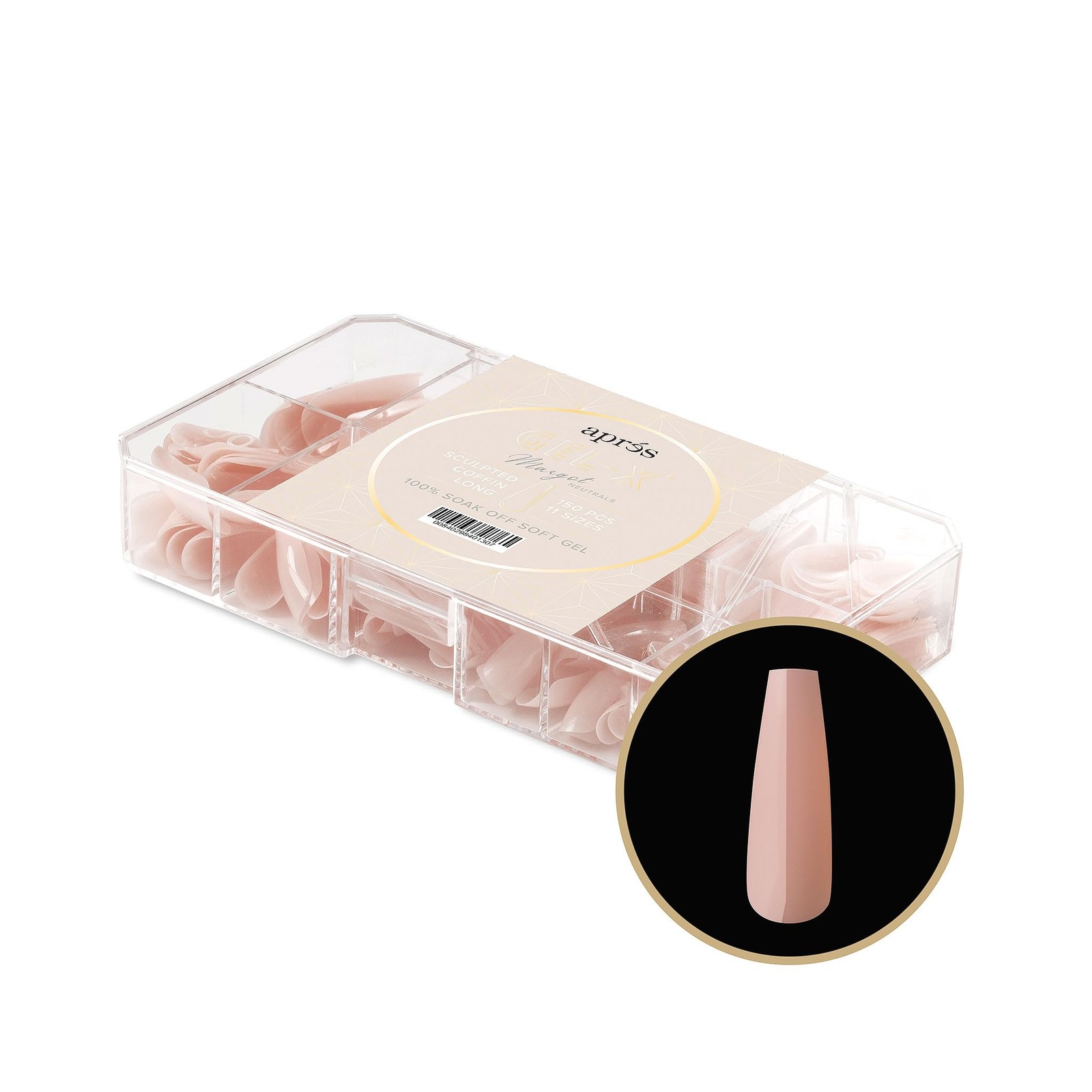 Neutrals Gel X Tips 150 Pack Coffin Long Natural Looking False Nails Set