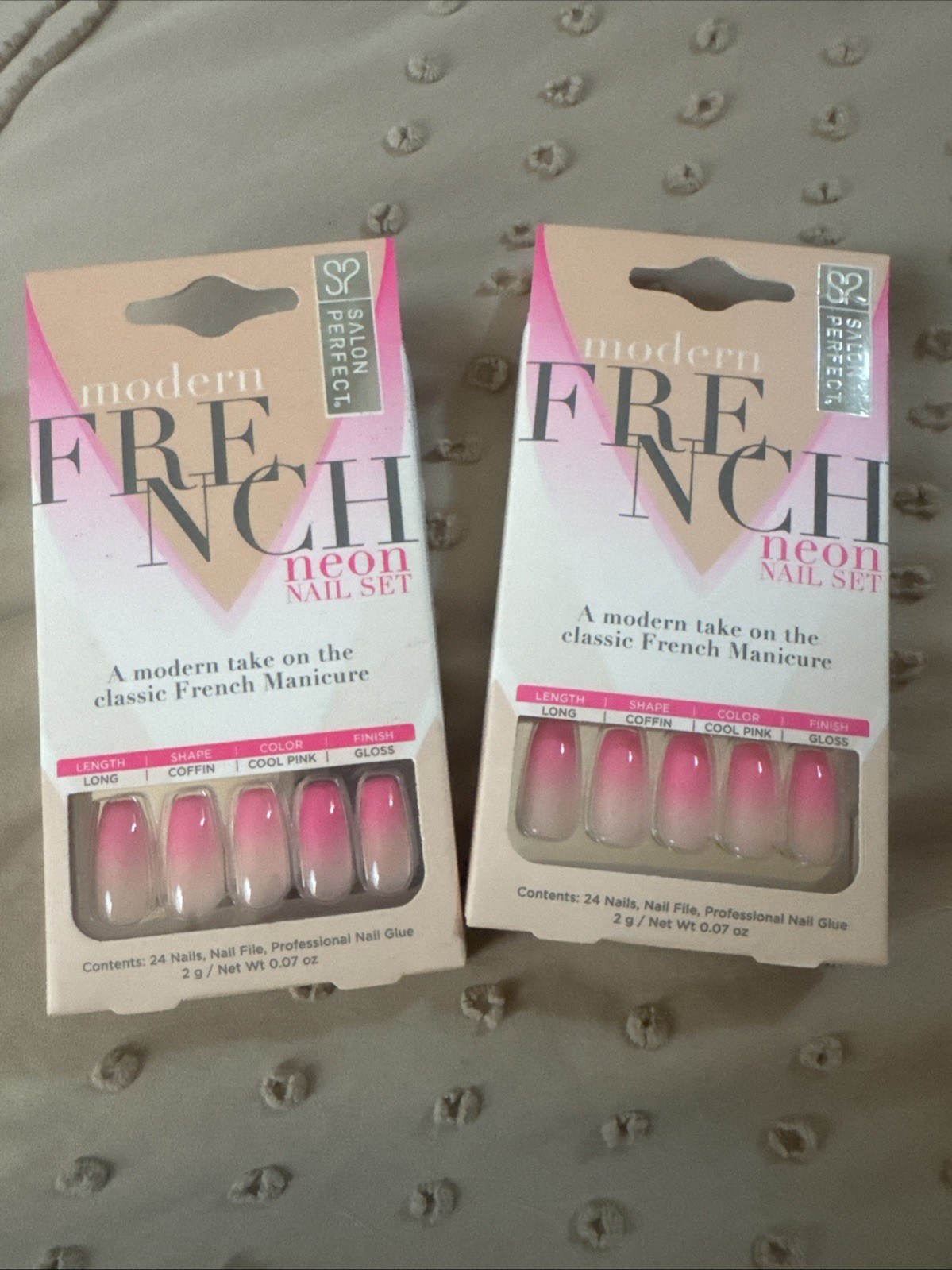 Salon Perfect Modern French Neon Nail Set. Lot Of 2