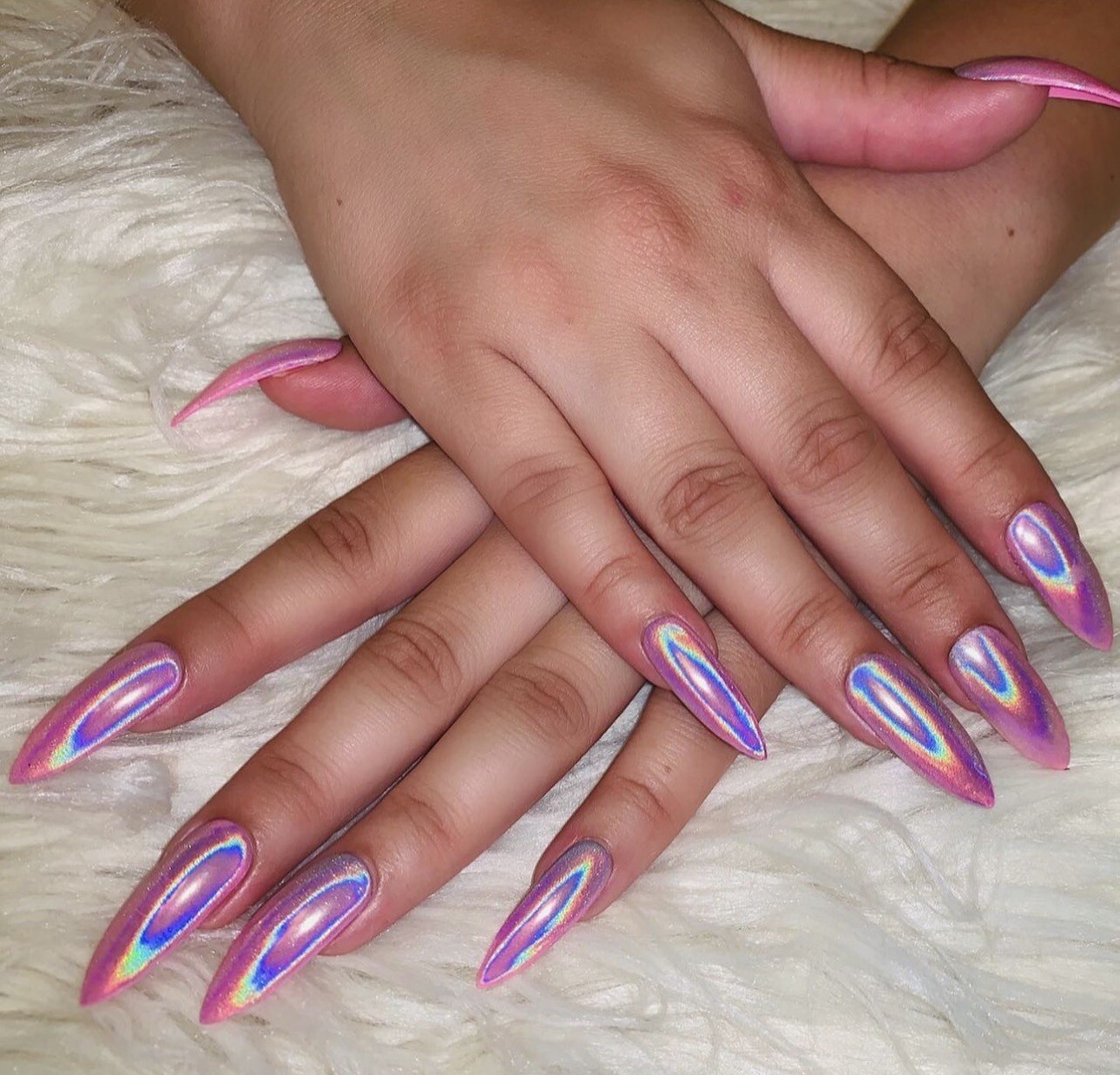 Rose Pink Holographic NAIL POWDER Mirror Effect CHROME Nail Art Mermaid Rainbow