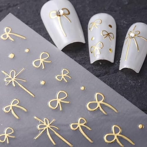 Bows Nail Art Stickers 6 Sheets 3D Self-Adhesive Valentines Nail Decals Style-7